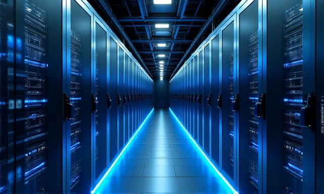 Server infrastructure with glow effect