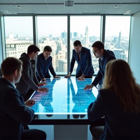 ZephyrMetrics AI Team Collaborating in London Office