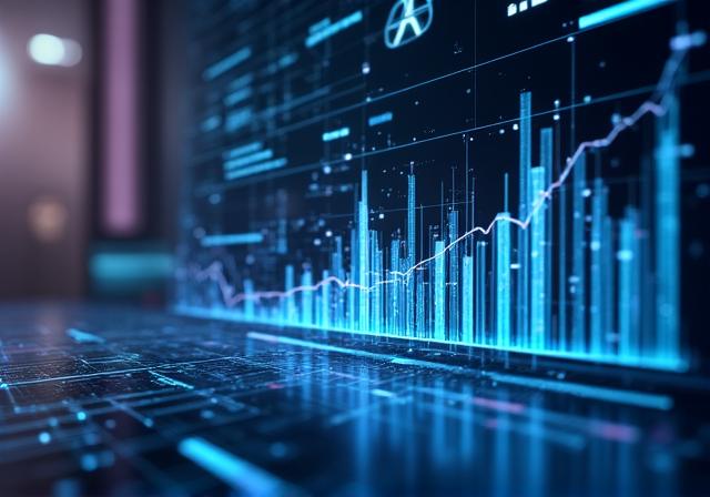 Data visualization of predictive trends on a high-tech interface